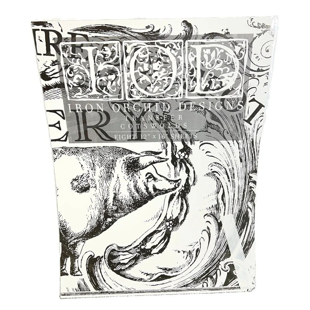 IOD COTSWOLDS Transfer NEW Iron Orchid Designs Pig Sheep Black/White